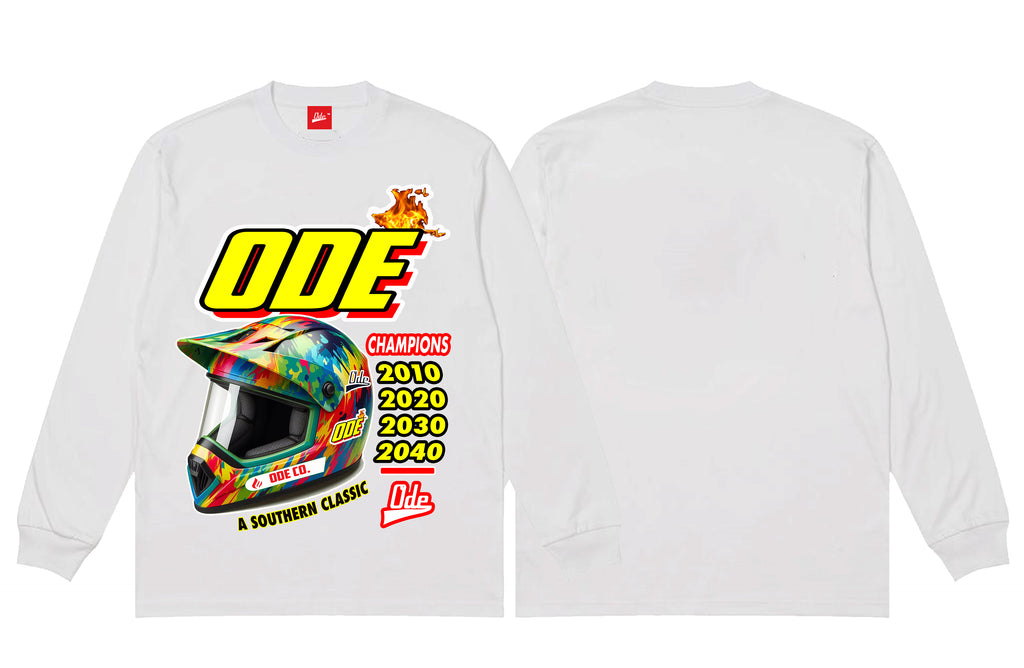 The ODE Motorcross Helmet- Grey Long Sleeve T-Shirt