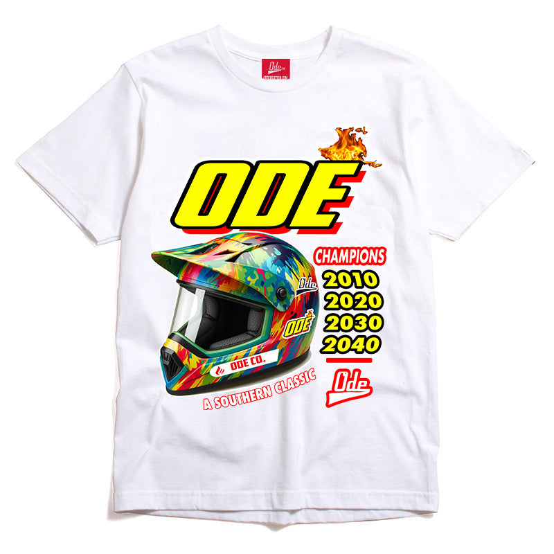 The ODE Motorcross Helmet- White T-shirt