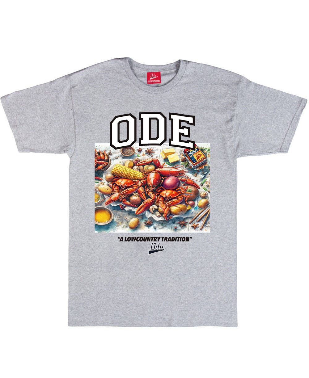 The ODE Crab Boil( The Lowcountry Boil) Grey T-Shirt