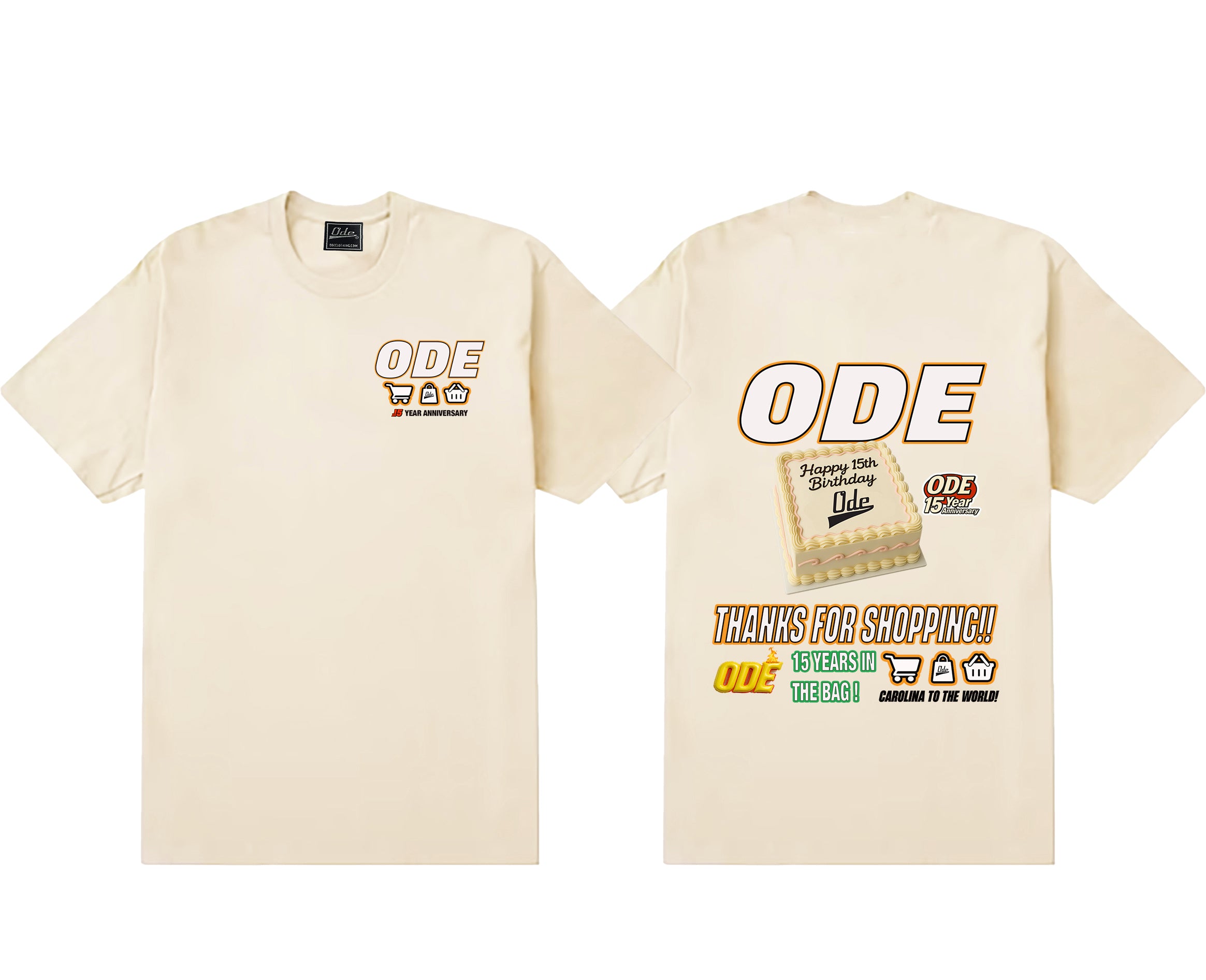 Happy Birthday ODE 15th Year Anniversary T-Shirt- SAND/TAN