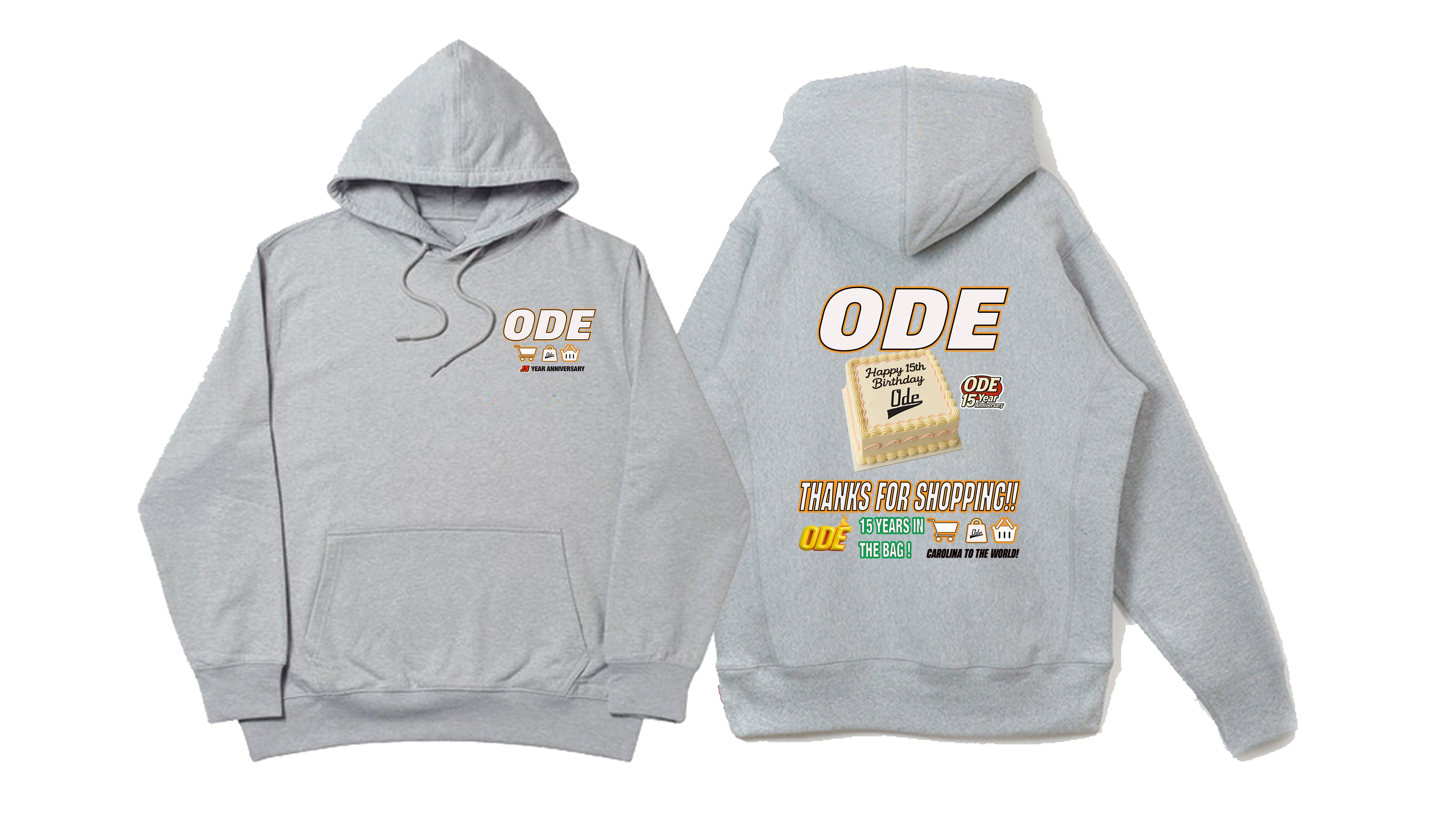 Happy Birthday ODE 15th Year Anniversary Hoodie- Grey
