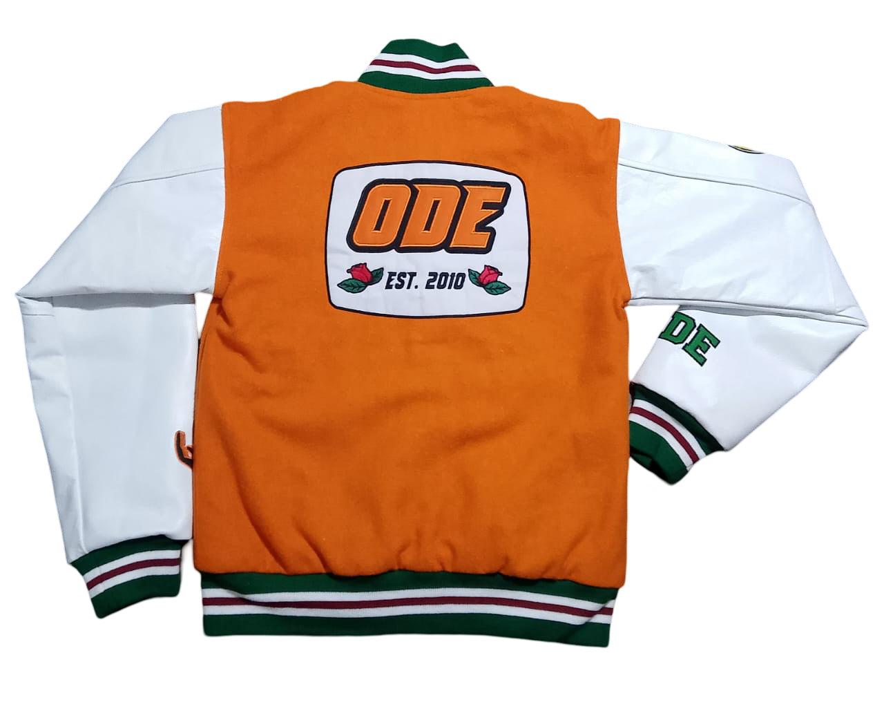 The ODE University Orange Varsity Jacket