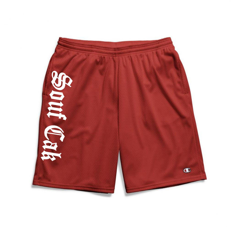 The Souf Cak Vertical  Champion Gym Shorts With Pockets- Red