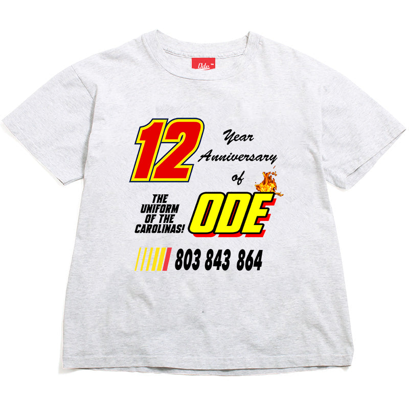 The Ode 12 Year Anniversary Area Code T-shirt- Ash Grey