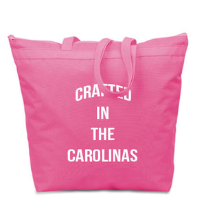 Crafted in the Carolinas Tote Bags- Pink