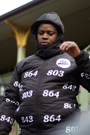 The Ode Area Code Puffer Jacket( South Carolina 803, 843, 864