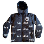 The Ode Area Code Puffer Jacket( South Carolina 803, 843, 864)
