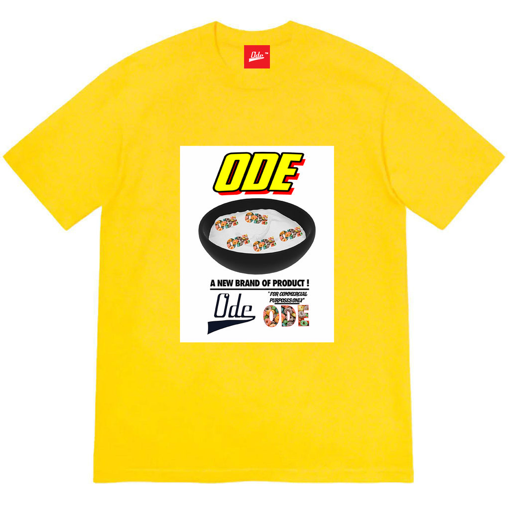 The Ode Cereal Design T-shirt-Yellow