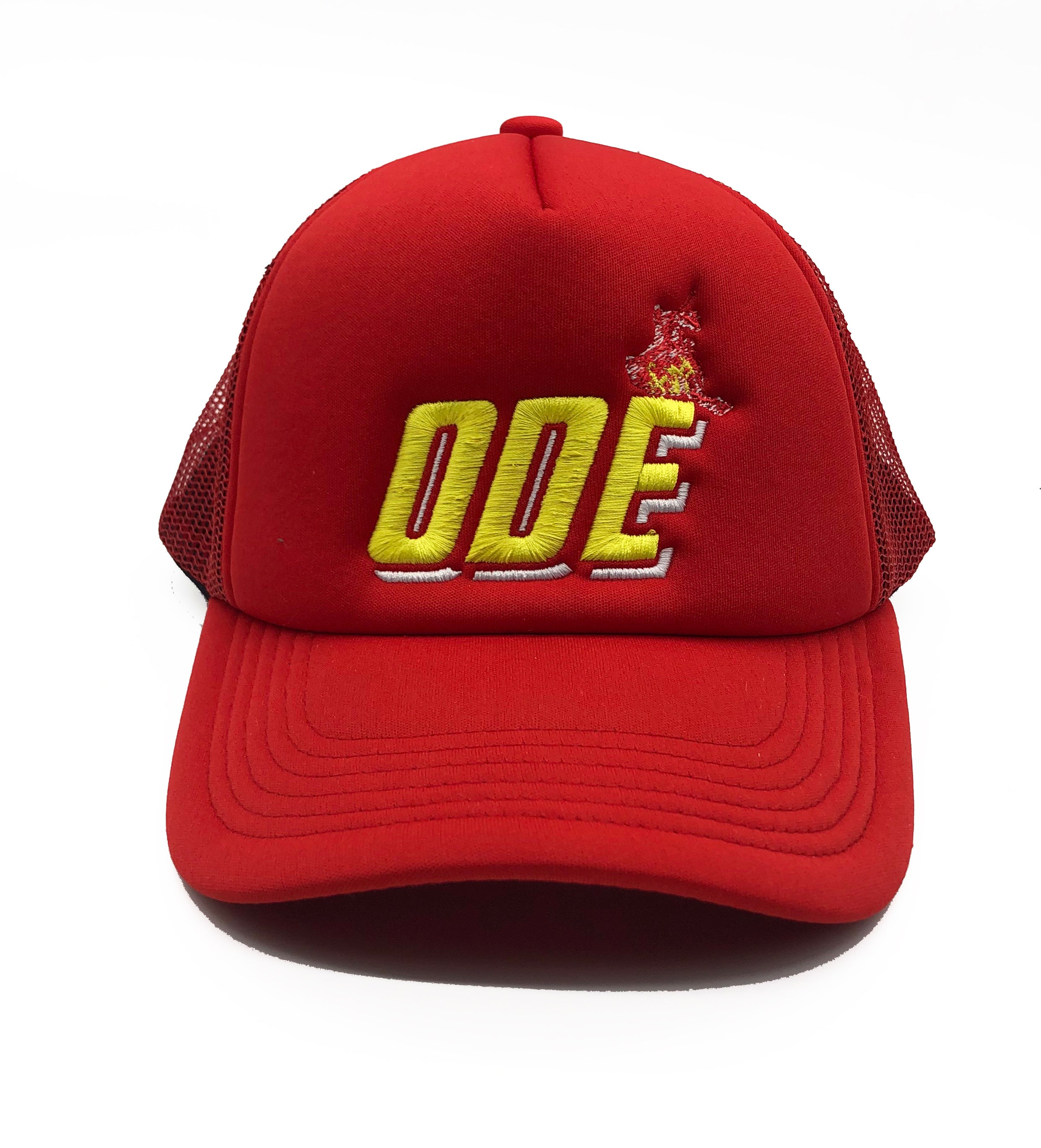 The Ode Flame Trucker Hat- Red