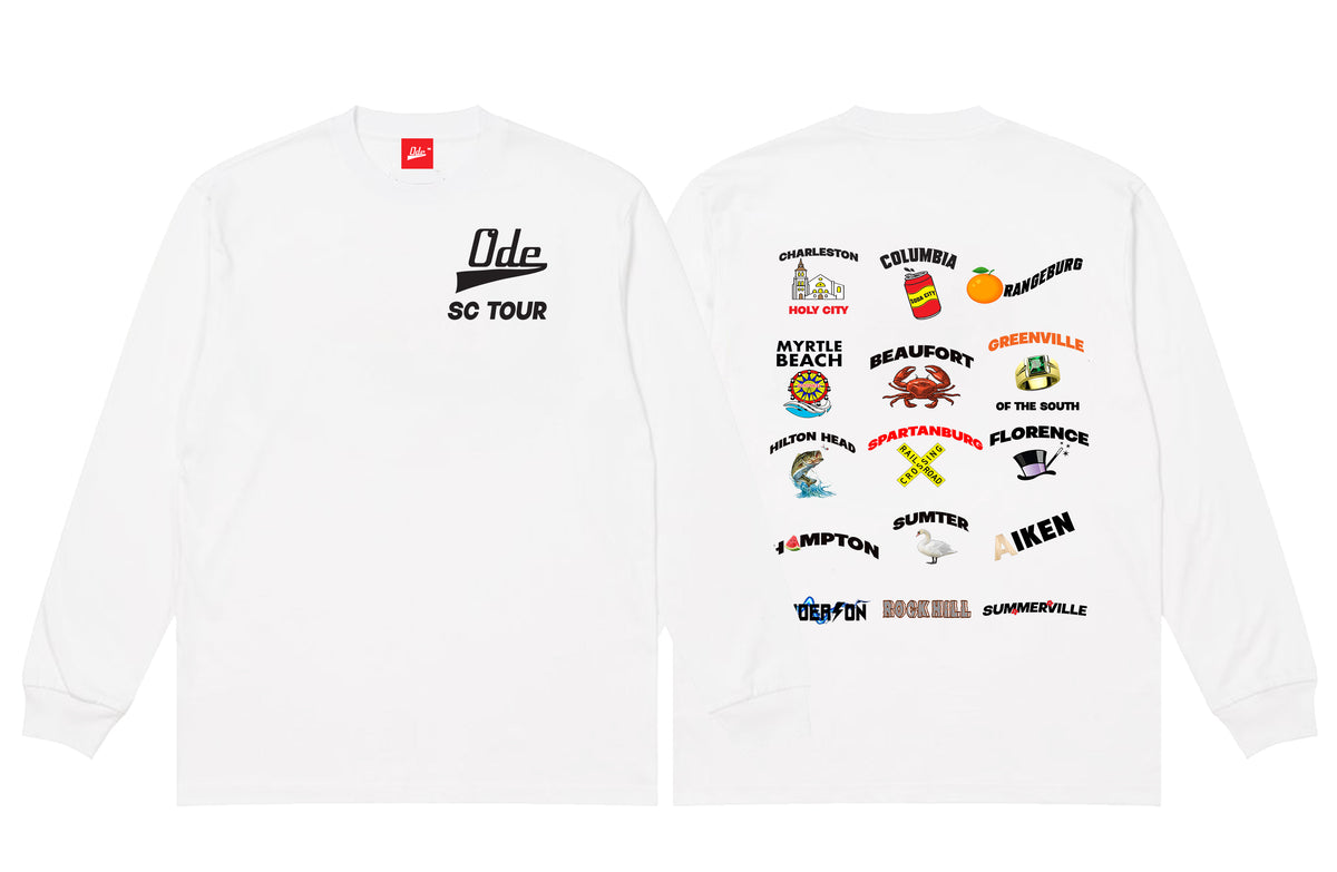 The South Carolina Tour Long Sleeve- White – Ode Clothing